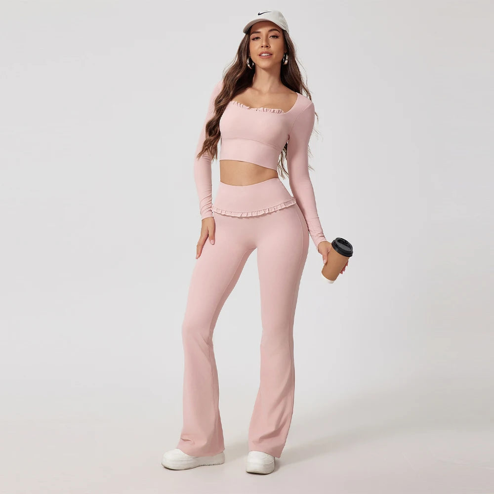 Women's Workout Wide-Leg Slim Fit Two-Piece Set
