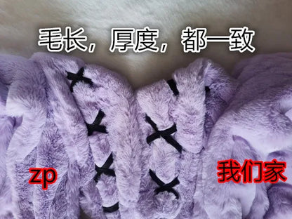 Japanese Harajuku Rabbit Ears Fur Purple Coat for women 2023 Winter New Women's Dark Punk Mid-Length Zipper Plush Coats Street