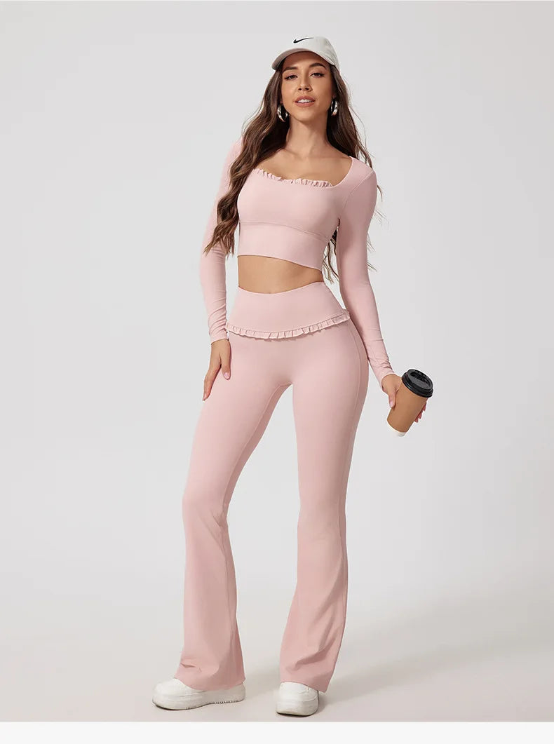 Women's Workout Wide-Leg Slim Fit Two-Piece Set