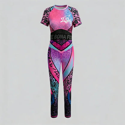 Women's Streetwear Workout Lace Pink Two-Piece Set