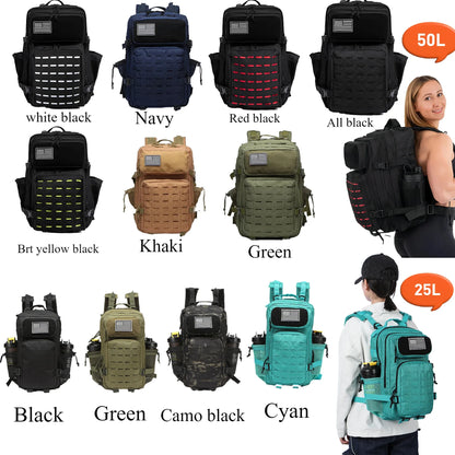 25L/50L Tactical Backpack Bag Hunting MOLLE Backpack GYM for Men Outdoor Hiking Travel Rucksack Witch 2 Bottle Holders
