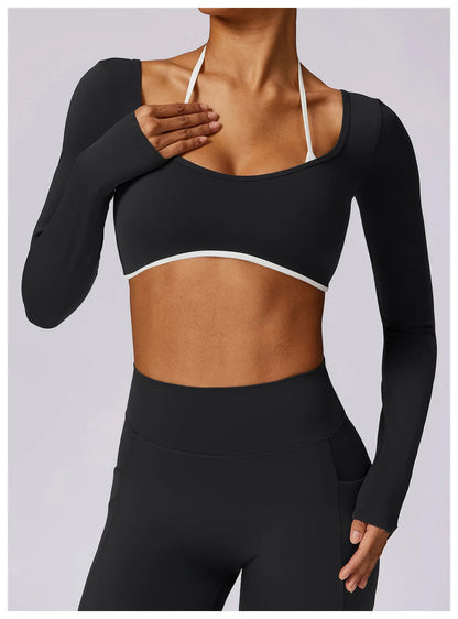 Apex Ritual Women's Backless Long-Sleeve Yoga Top – Quick-Dry Training Shirt