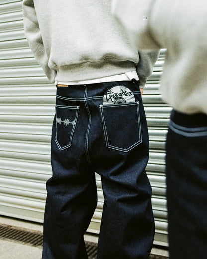 Vintage Black Denim Jeans Trendy Disc Embroidery Men And Women Wide Leg Pants Hip Hop Harajuku Streetwear Casual Baggy Jeans