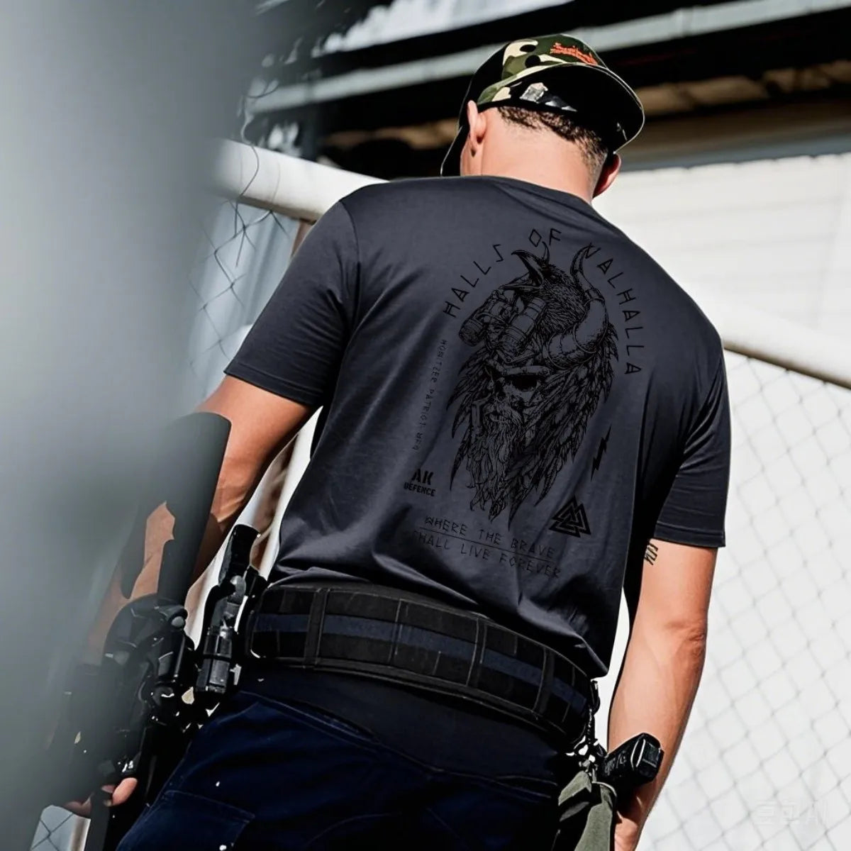 Apex Ritual – メンズ バイキング戦士プリントTシャツ – 通気性クルーネック トレーニングスポーツトップス