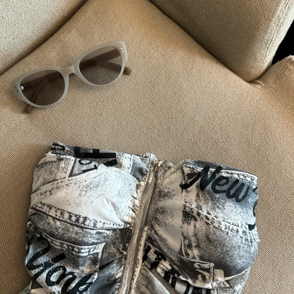 Sexy American Girl Camouflage Print Tube Top Vest Women's Summer Zipper Open Cardigan Shoulder Bared Short Style Top
