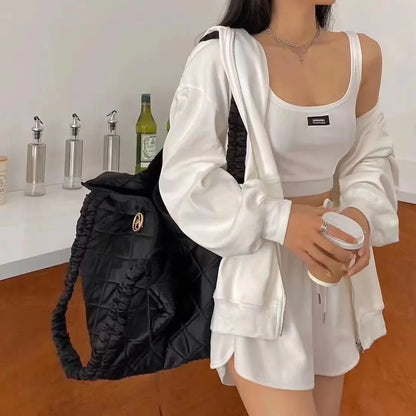 Shorts Three 3 Piece Sets Women Casual Vest Drawstring Short Hooded Zipper Jacket Sportswear Suits Y2k Streetwear Sports Hoodies