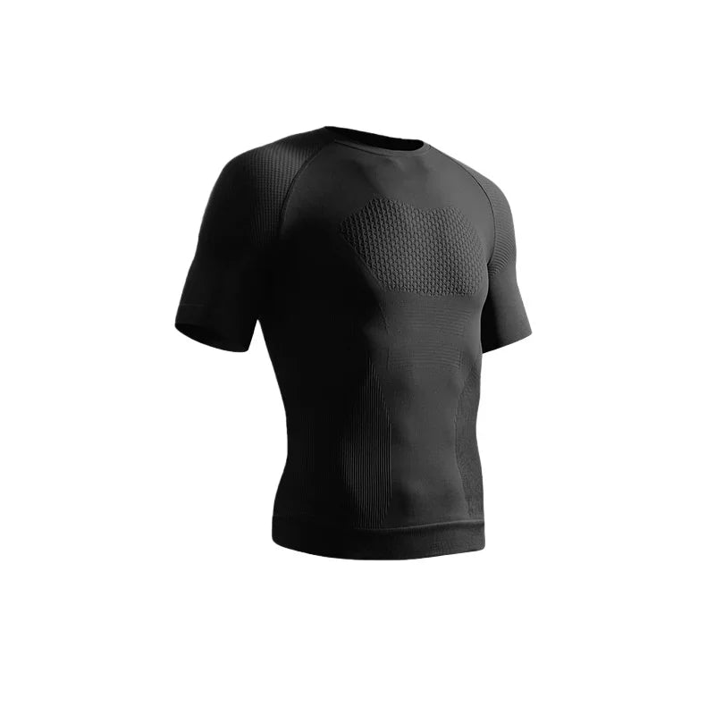 Summer Men Short Sleeve T-Shirt Breathable Compression Gym Running T Shirt Man Casual Tops Seamless Fitness Shirts Man Clothing