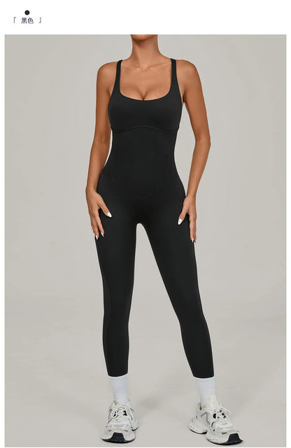 Women's Workout Backless Purple Jumpsuit