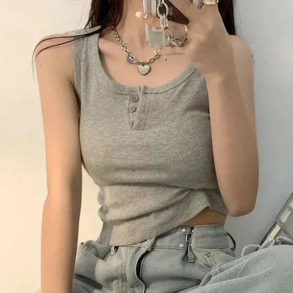Women's Knitted Round-Neck Casual Tank Top