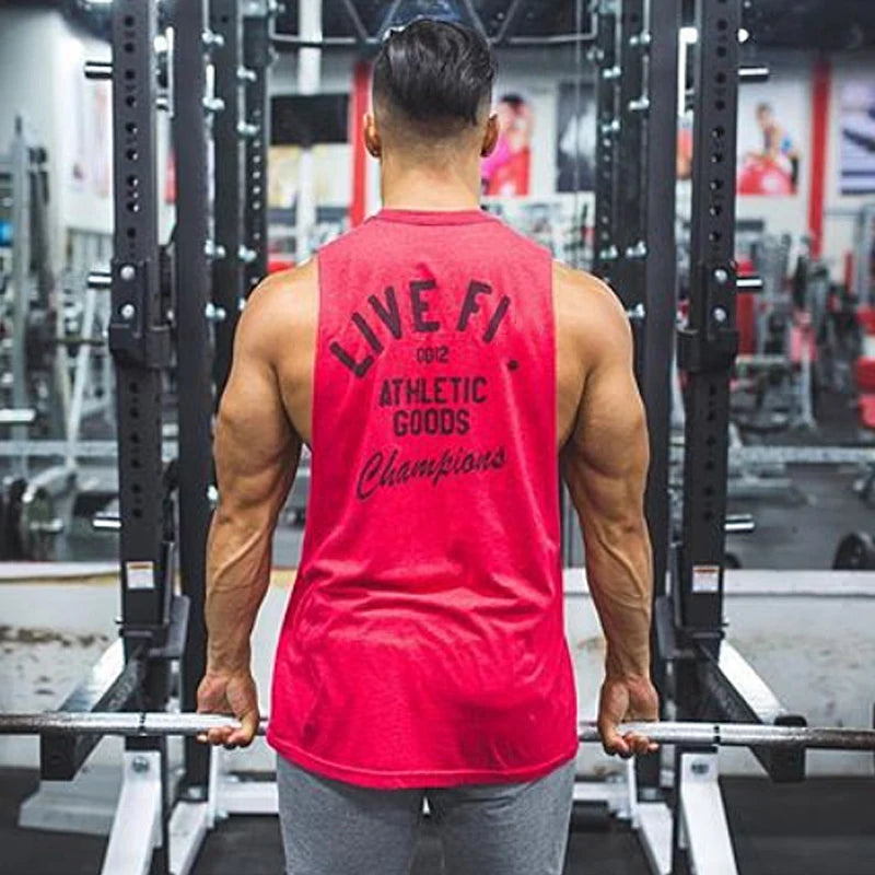Men's Cotton Tank Top Gym Fitness Bodybuilding Sleeveless Singlet Workout Vest Summer Casual Basketball Shirt Male Sports Tops