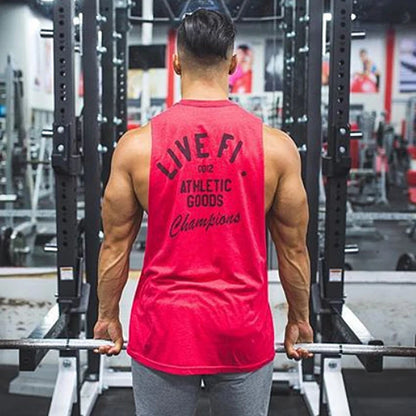 Men's Cotton Tank Top Gym Fitness Bodybuilding Sleeveless Singlet Workout Vest Summer Casual Basketball Shirt Male Sports Tops