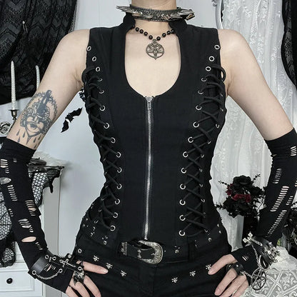 Women's Gothic Zip Slim Tank Top