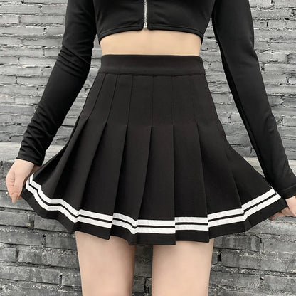 Women's Black Gothic Pleated Mini Skirt