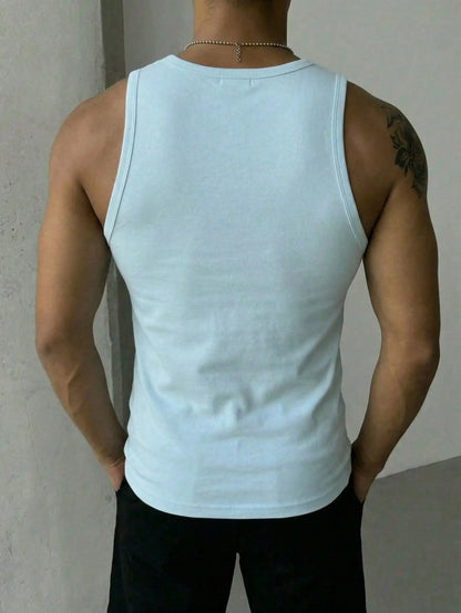 Men's Solid Color Tank Top Slim Fit U-Neck Sleeveless T-Shirt Basic Casual Vest For Men Gym Workout Summer Streetwear Tops