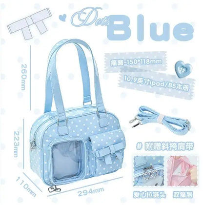 Japanese New Girls Silver Shoulder Bag Large Capacity Ribbon Itabag Student Women's Satin Messenger Bag Leather Backpacks