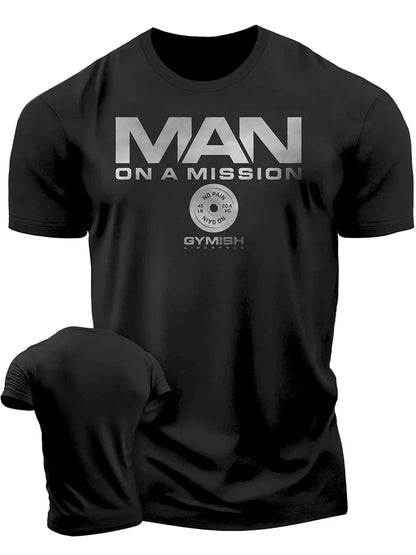 Apex Ritual – GYM Letter Print Round Neck T-Shirt – Breathable Men's Sports Top