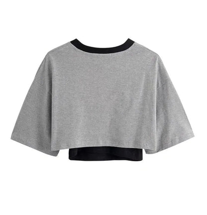 Women's Vintage Graphic Two-Piece Crop T-Shirt Set