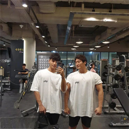 Apex Ritual – メンズオーバーサイズスポーツTシャツ – 丸首コットンサマートレーニングランニングティー