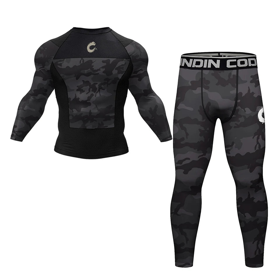 Apex Ritual – 黒 ノーギ BJJ 柔術 Tシャツ & MMA ショーツセット – ラッシュガード & コンプレッションウェア