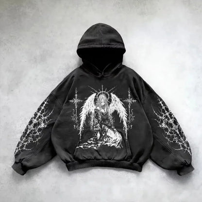 Women's Gothic Graphic Oversized Pullover Hoodie