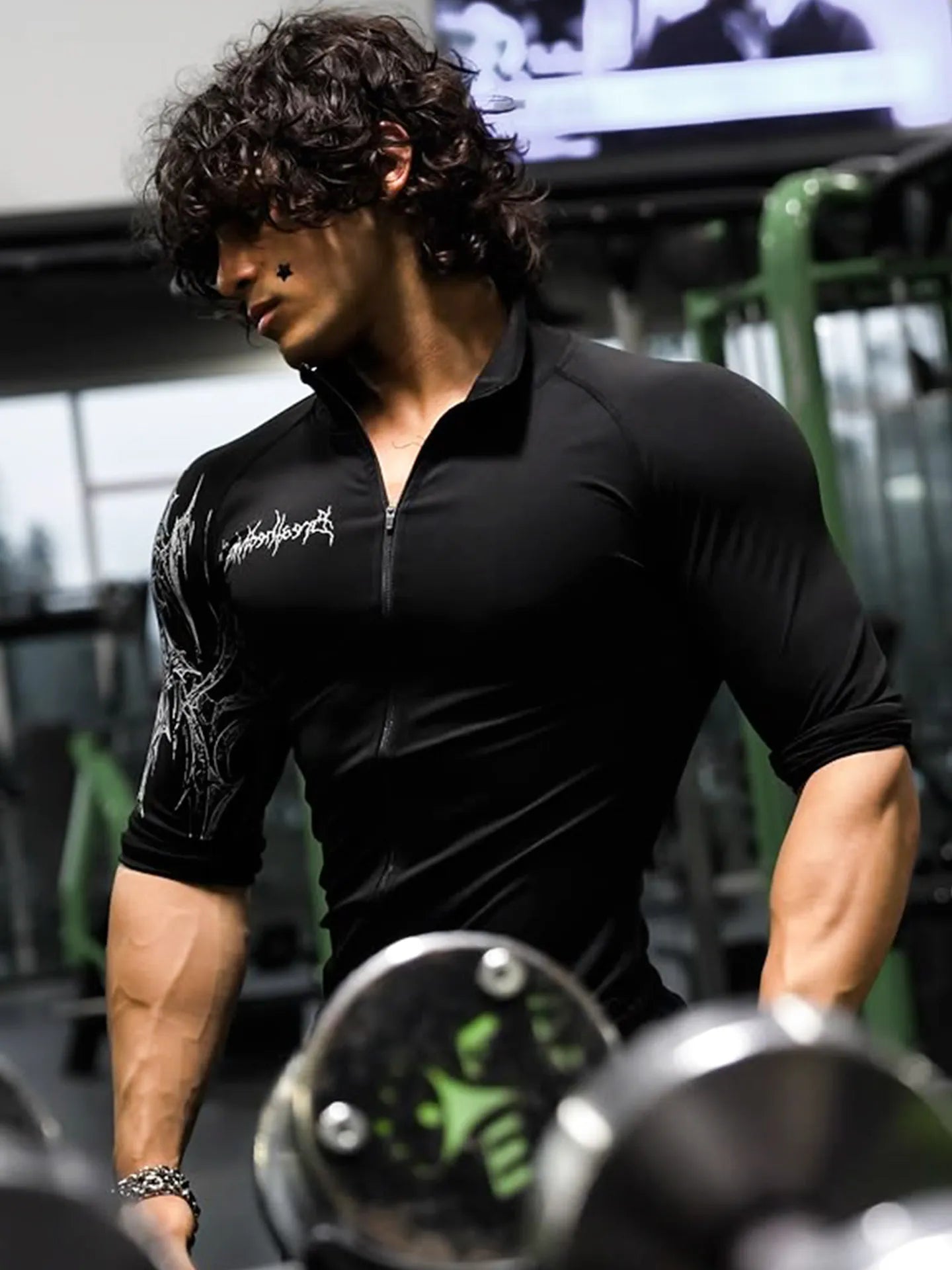 Dark Quick Drying Autumn And Winter Training Long Sleeved Men's Zipper Fitness Clothes, Sports Tight Fitting Clothes