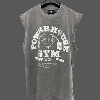 Summer Cotton Men's Washed Cotton Tank Tops Muscle Gym Sleeveless Workout T Shirts Running Vest Beach Loose Tees Y2k Clothes