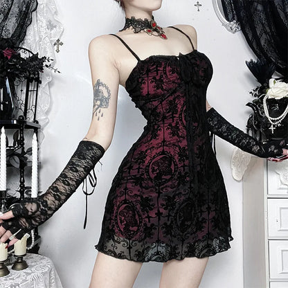 Women's Gothic Cross Strap Mini Dress