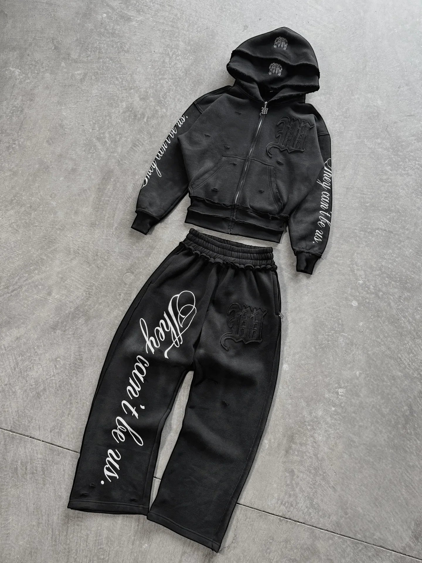Y2K Harajuku Punk Gothic Loose Hooded Sweatshirt American Embroidered Patch Casual Double Hooded High Street Retro Sports Sui