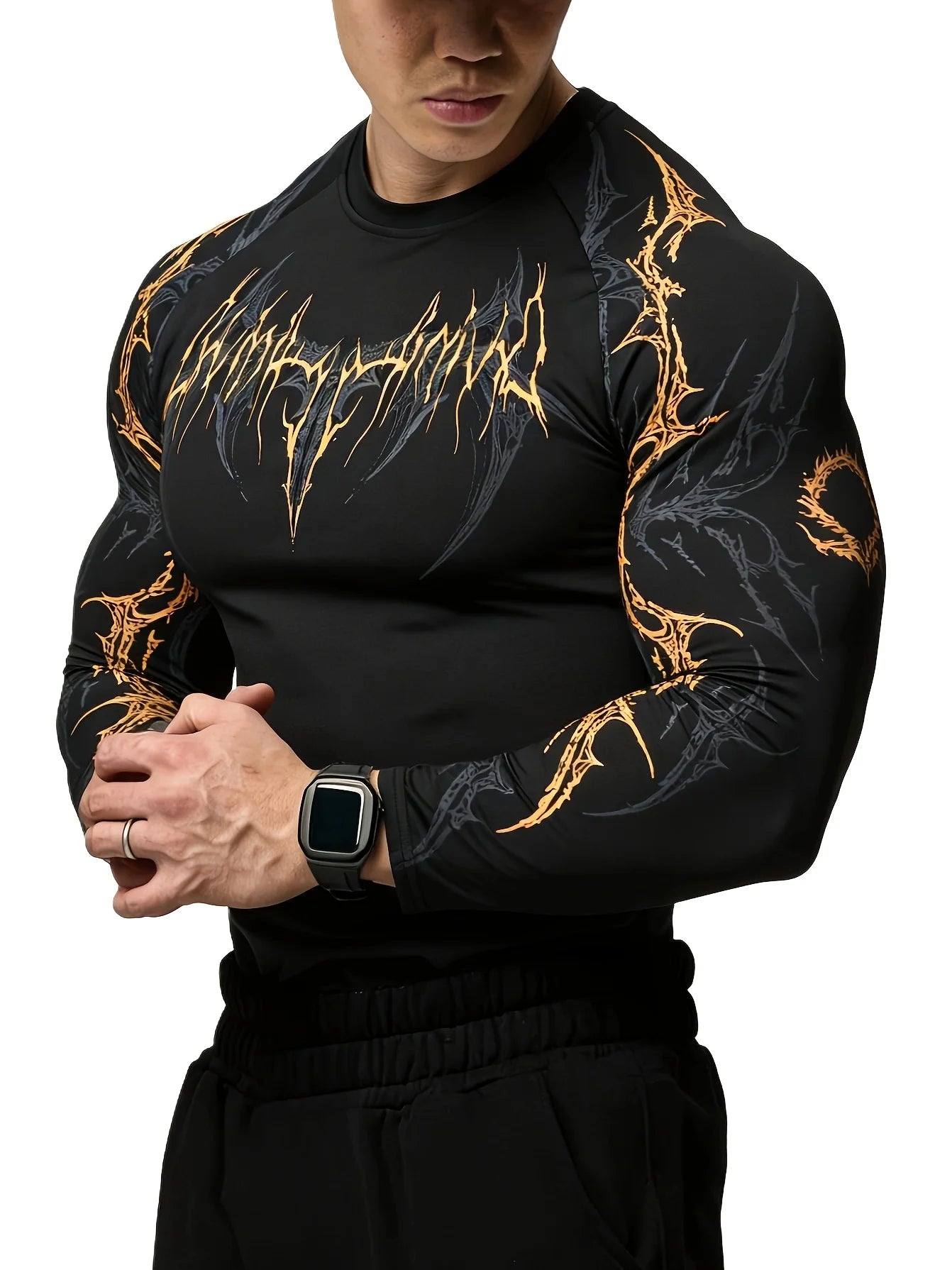 Men's Quick-dry Sports Shirt Running Fitness Long-sleeve T-shirt Men's Casual Athletic Shirt Training Muscle-defining Fit