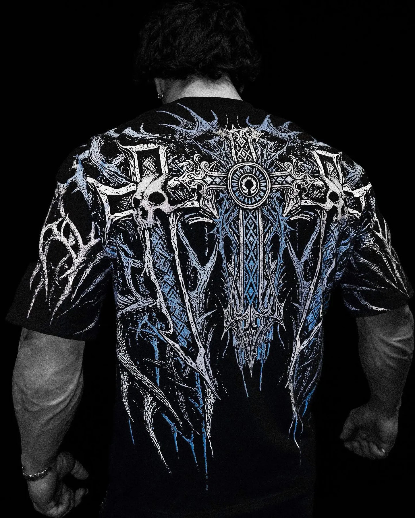 Men'S Fitness Muscle Men Exclusive FitnessTShirt，Dark Sports Style，OversizedT Cotton Short Sleeve T-Shirt