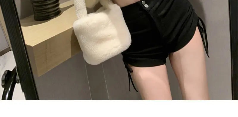 XS-5XL Shorts Women Black Wide-leg High Waist Shirring Lace-up All-match Streetwear Korean Fashion Summer Female Casual Y2k Chic