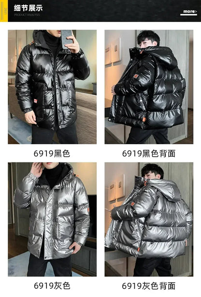 Plus size 8XL 7XL 6XL shiny coats Men Hood Warm Hip HOP winter Overcoat men's cotton-padded Parkas casual men's thickened Parka