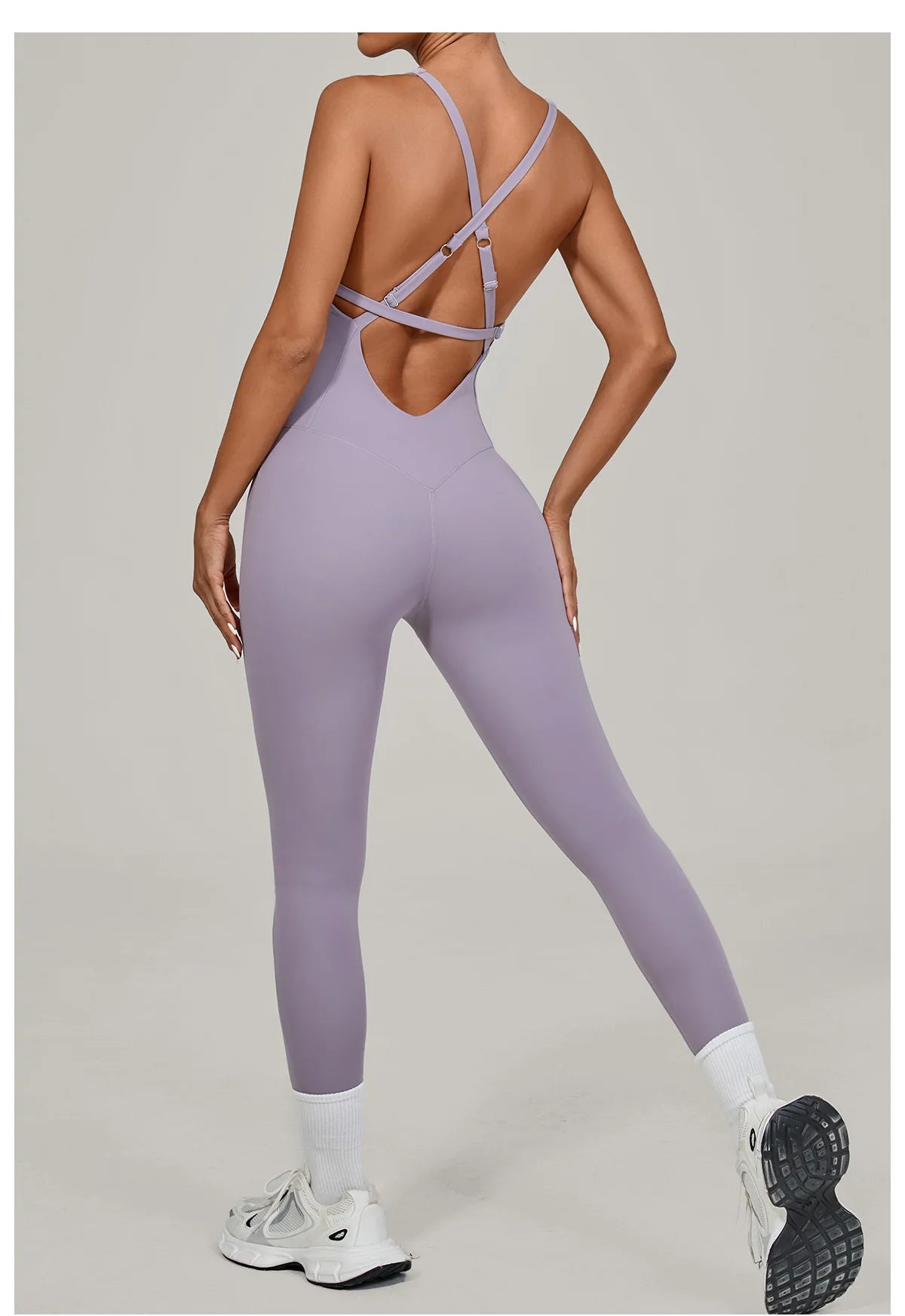 Women's Workout Backless Purple Jumpsuit