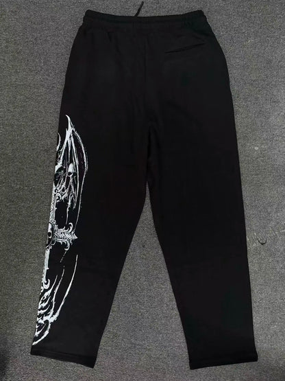 Breathedivinity American-style street workout casual loose-fit printed cotton long pants
