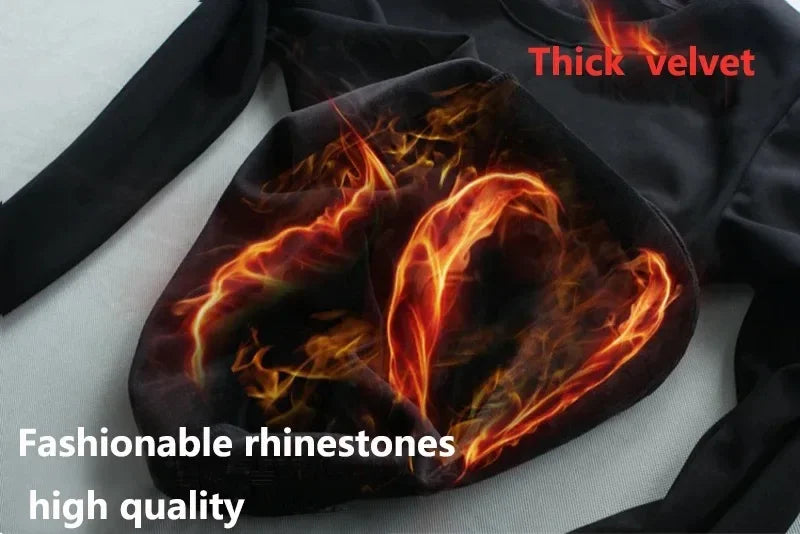 Men's suit, sports shirt, sports pants, two-piece set, fashionable letter, hot fashion skull rhinestones, hooded sportswear, men