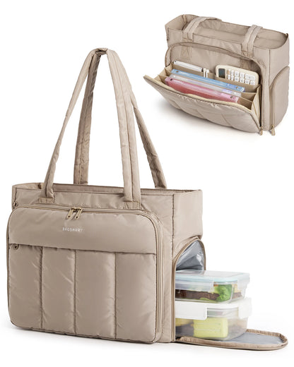 BAGSMART Tote Bag for Women Teacher Tote with Insulated Compartment Puffer Laptop Work Tote Handbags for Work Travel Gym