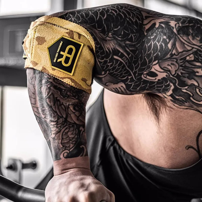 2Pcs Weightlifting Elbow Wraps Flexible 90cm Elbow Compression Strap & Joint Support Brace for Bench Press Powerlifting Pressing