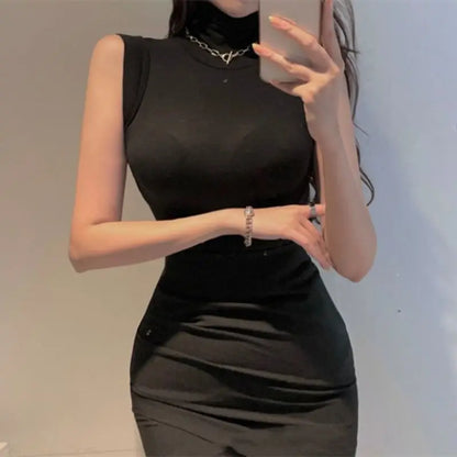 Women's Y2K Vintage Sleeveless Turtleneck Top