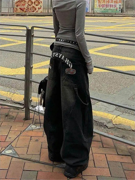Women's New Y2k Printed Double Waistband Trousers High Street Hiphop Spring - APEX RITUAL women's pants