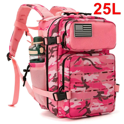 25L/45L Tactical Backpack Outdoor for Men and Women heavy duty Bag Small School Rucksack Hiking backpac kwith Bottle Holder