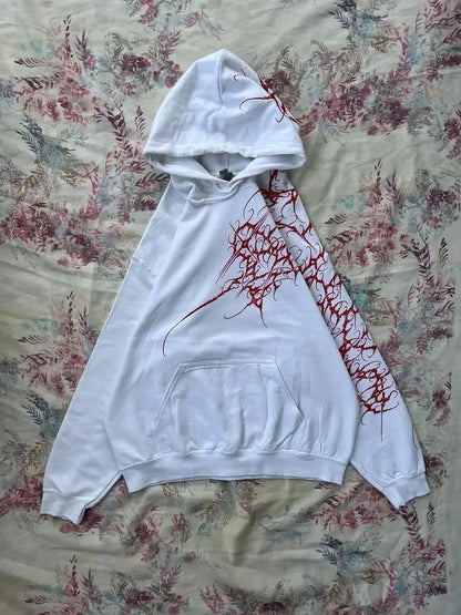 Women's Gothic Minimalist Graffiti Zip-Up Hoodie