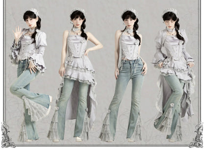 Women's Gothic Camisole Fishtail Skirt Set