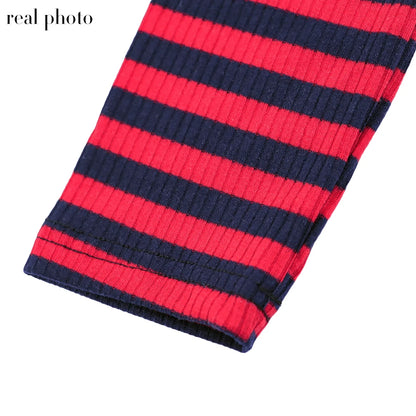 Grunge Striped Mall Gothic Basic T-shirts Punk E-girl Aesthetic Bodycon Casual Crop Tops Long Sleeve Open Shoulder Tee Gothic