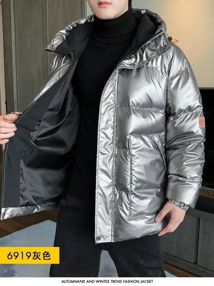 Plus size 8XL 7XL 6XL shiny coats Men Hood Warm Hip HOP winter Overcoat men's cotton-padded Parkas casual men's thickened Parka