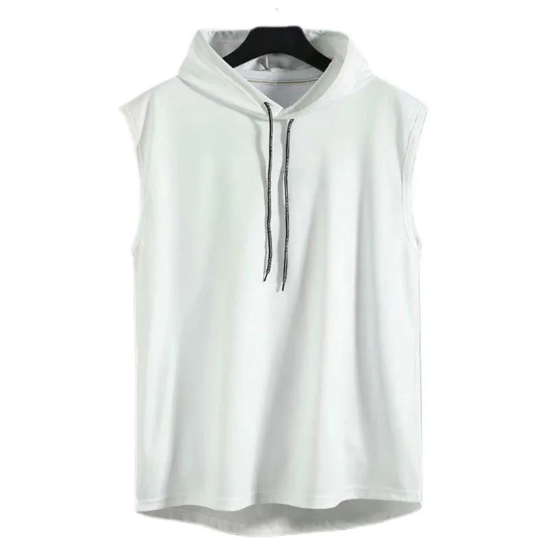 Vest Sleeveless Tees Hooded Woman Men's Tank Tops Male T-Shirt Gym Training Exercise Sport Shirt Korean Style Casual Solid Color