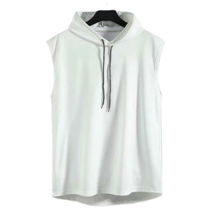 Vest Sleeveless Tees Hooded Woman Men's Tank Tops Male T-Shirt Gym Training Exercise Sport Shirt Korean Style Casual Solid Color