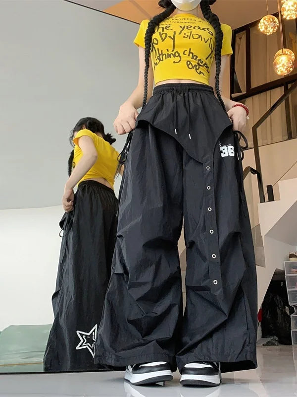 Quick Dry Jazz Dance Style Workwear Pants Women's Autumn New Hip Hop Casual Pants Hot Girl Sports Long Pants Asymmetrical Loo...