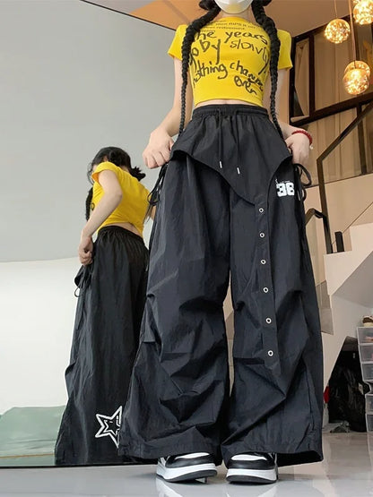 Quick Dry Jazz Dance Style Workwear Pants Women's Autumn New Hip Hop Casual Pants Hot Girl Sports Long Pants Asymmetrical Loo...