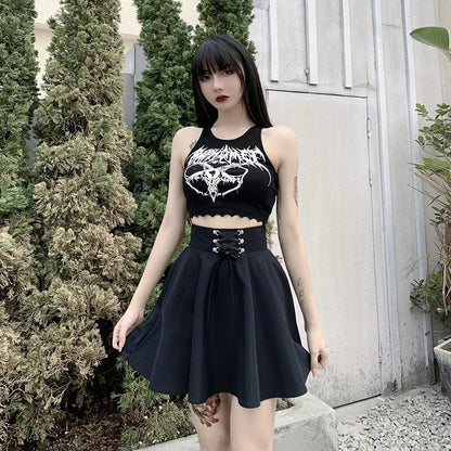 FICHOR Black Checkered Women's Gothic Skirt Women Pleated Spring Autumn Girl Hip Hop Female Punk Goth Mini Skirt Clubwear