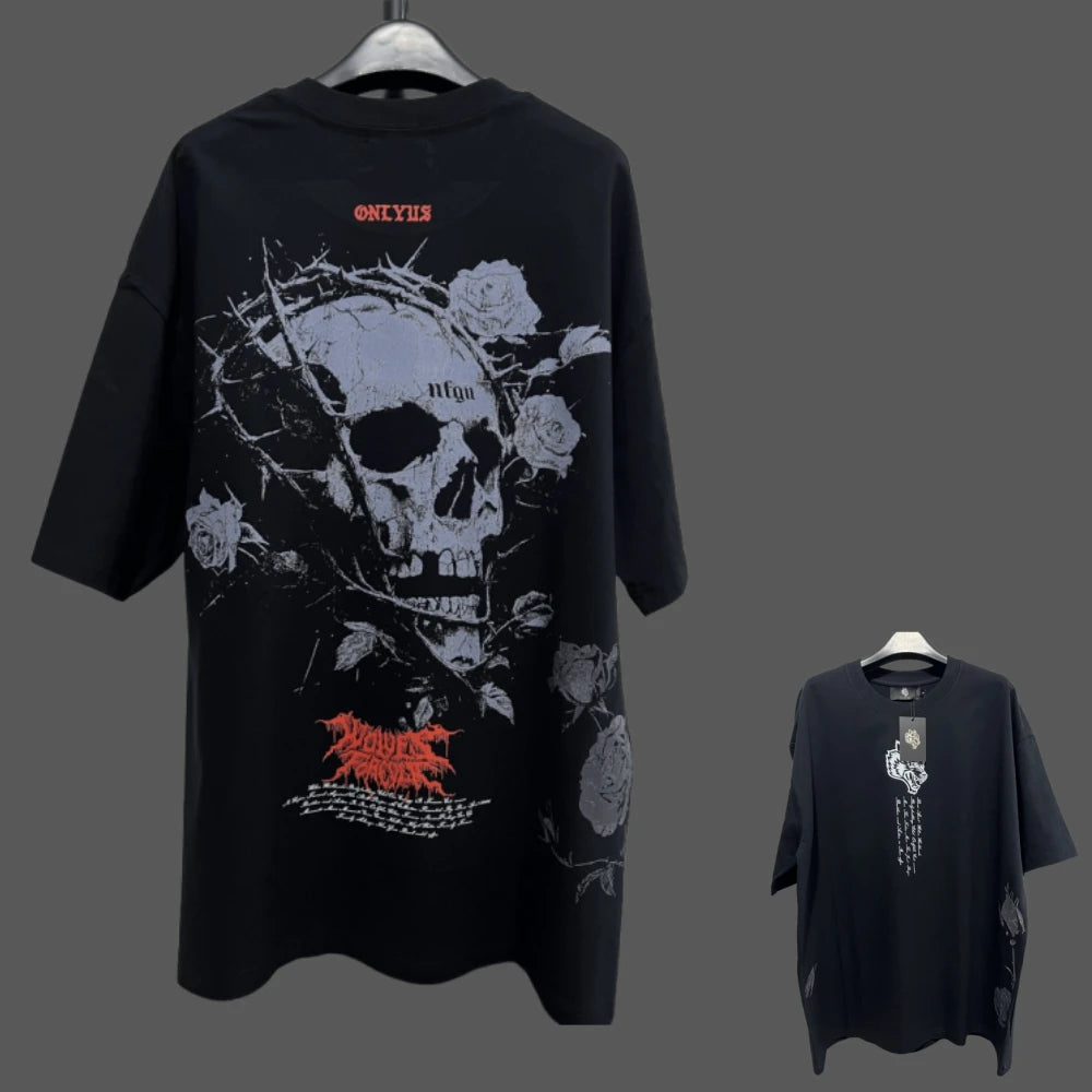 Apex Ritual – アニメプリント メンズクルーネックTシャツ – ゆったりカジュアル フィットネストレーニング コットンTee